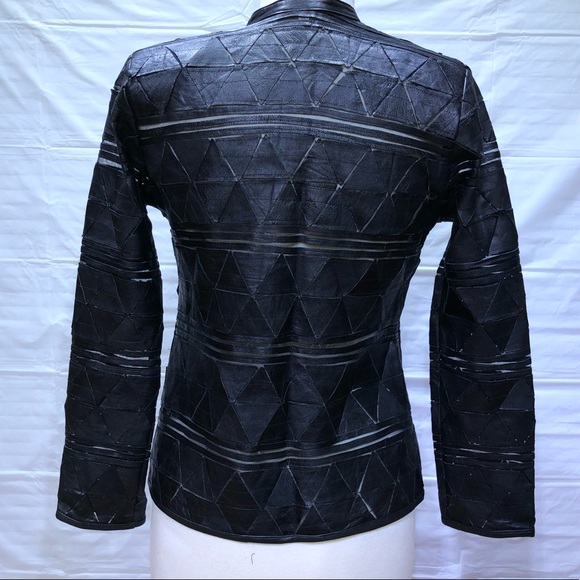 Black leather and mesh jacket - Picture 7 of 8